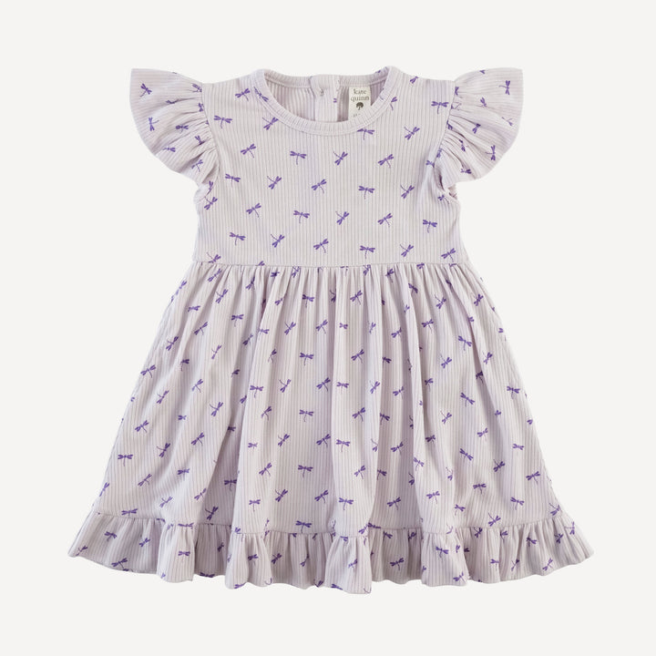 flutter sleeve pinafore dress | tiny dragonfly | modal skinny rib