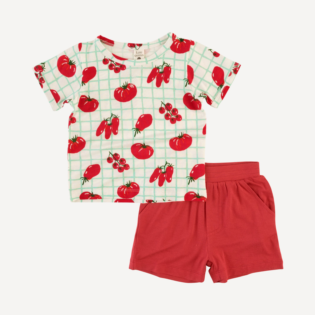 short sleeve topstitch tee + short set | pomadoro | bamboo