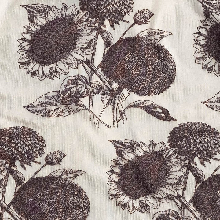 long sleeve flutter drop waist top + legging set | raisin sunflower | organic cotton interlock