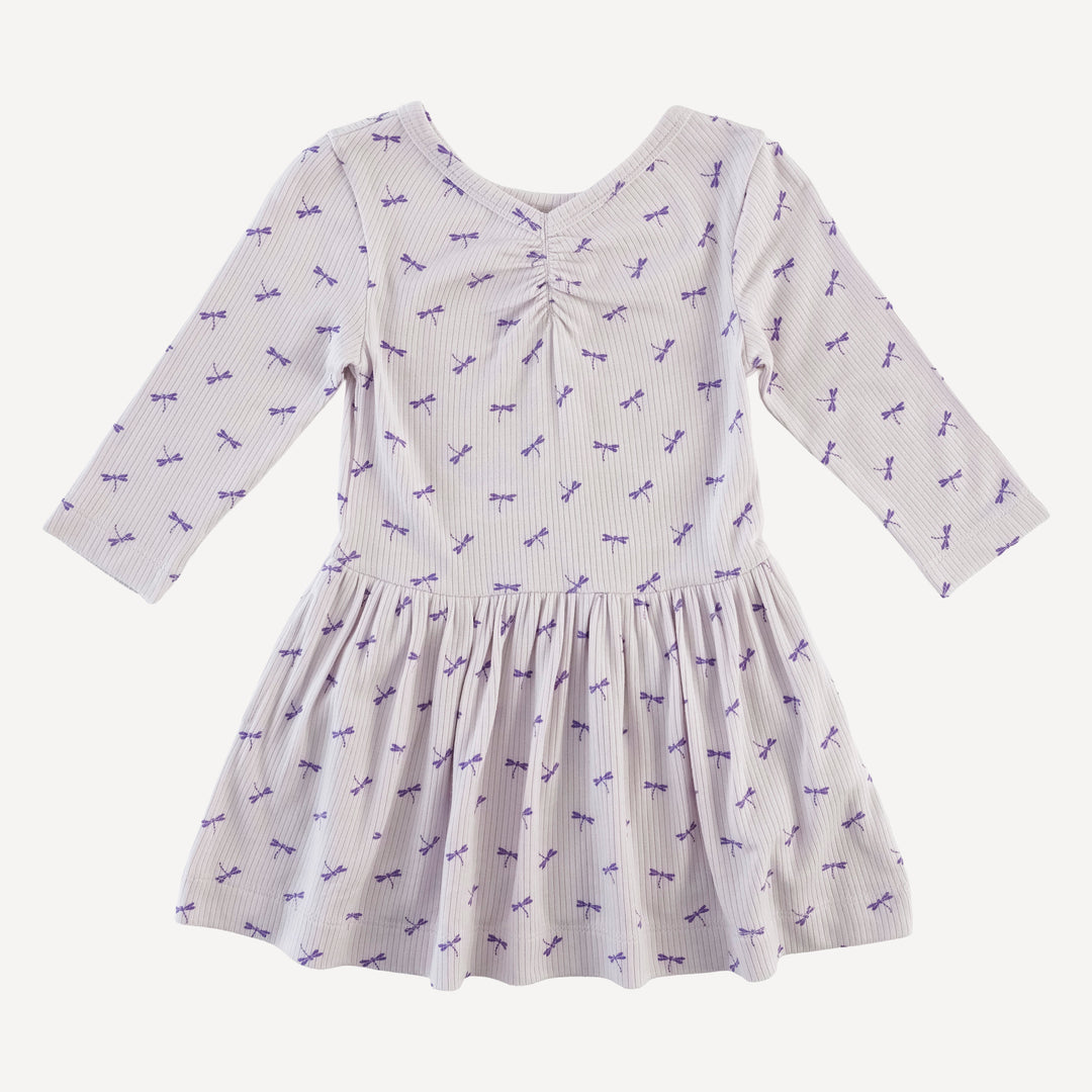 long sleeve twirl dress | tiny dragonfly | modal skinny rib