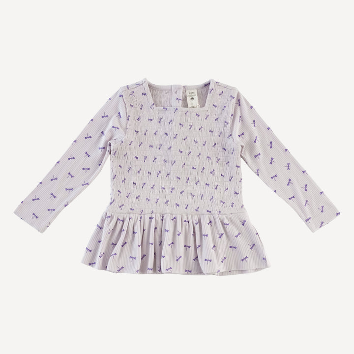 long sleeve smocked ruffle top + pant set | tiny dragonfly | modal skinny rib