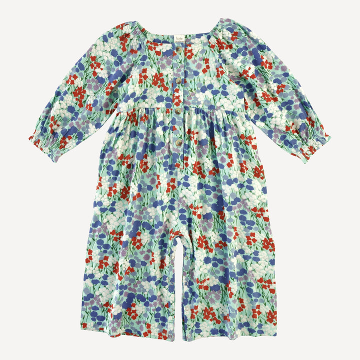long sleeve woodland gaucho jumpsuit | impressionist floral | bamboo