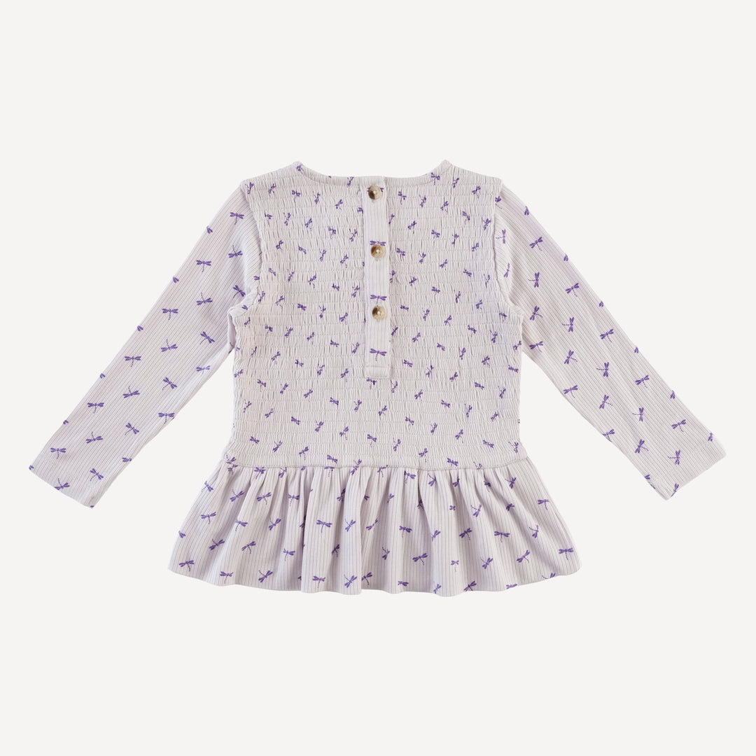long sleeve smocked ruffle top + pant set | tiny dragonfly | modal skinny rib