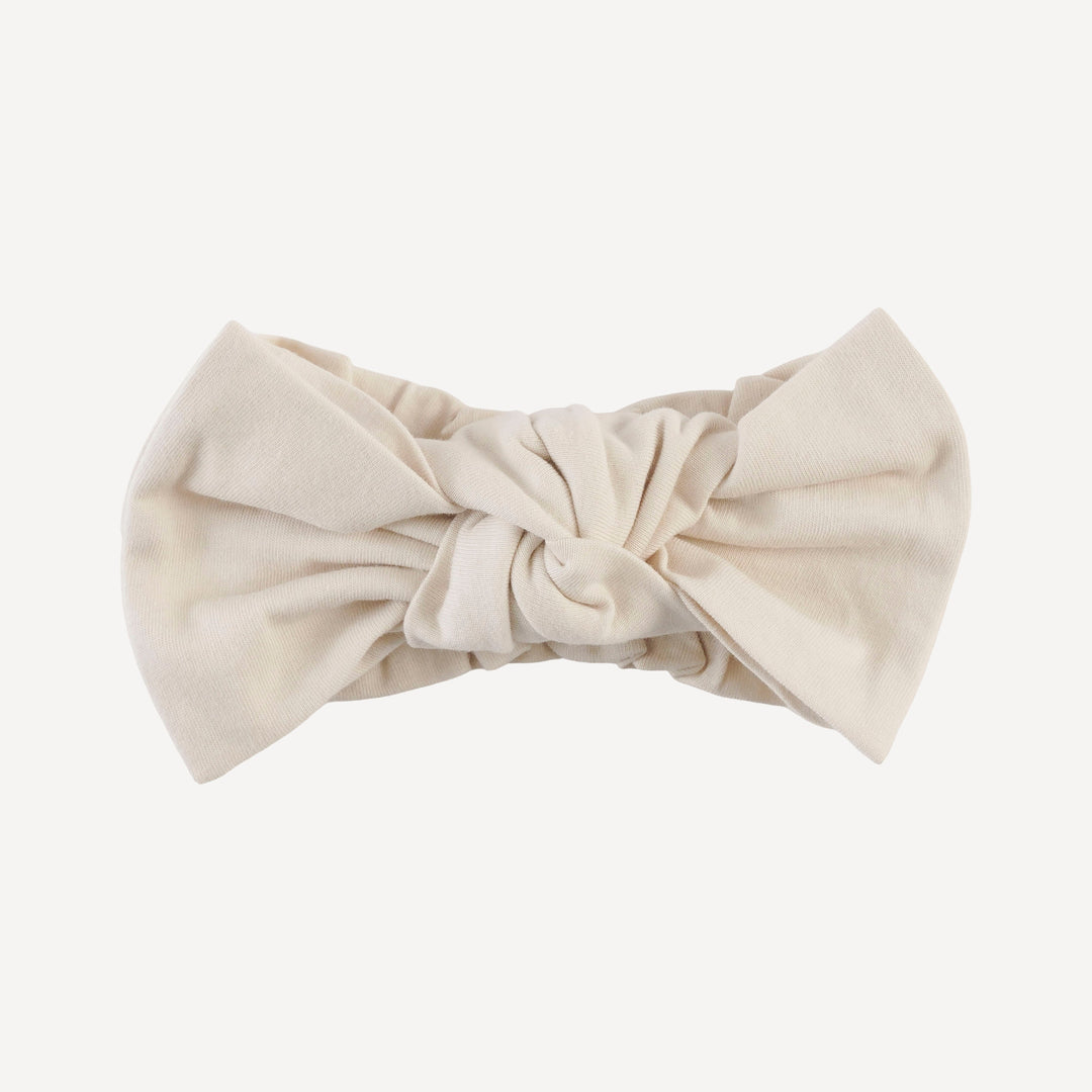 large bow elastic headband | oatmeal | organic cotton jersey