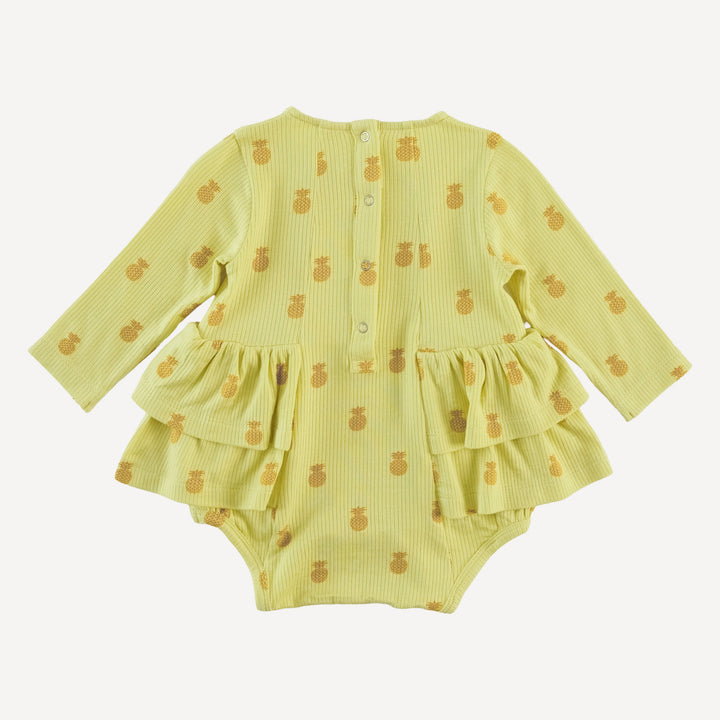 long sleeve double ruffle ballerina bubble | tiny pineapple | modal skinny rib