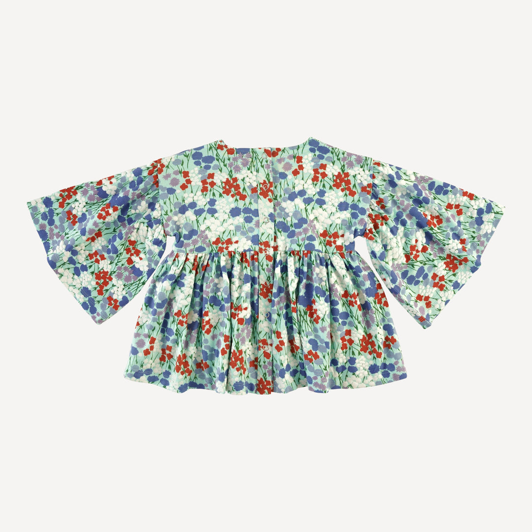 bell sleeve gathered tunic | impressionist floral | bamboo