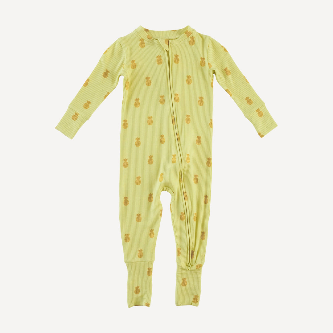 long sleeve convertible zippy pj | tiny pineapple | modal skinny rib