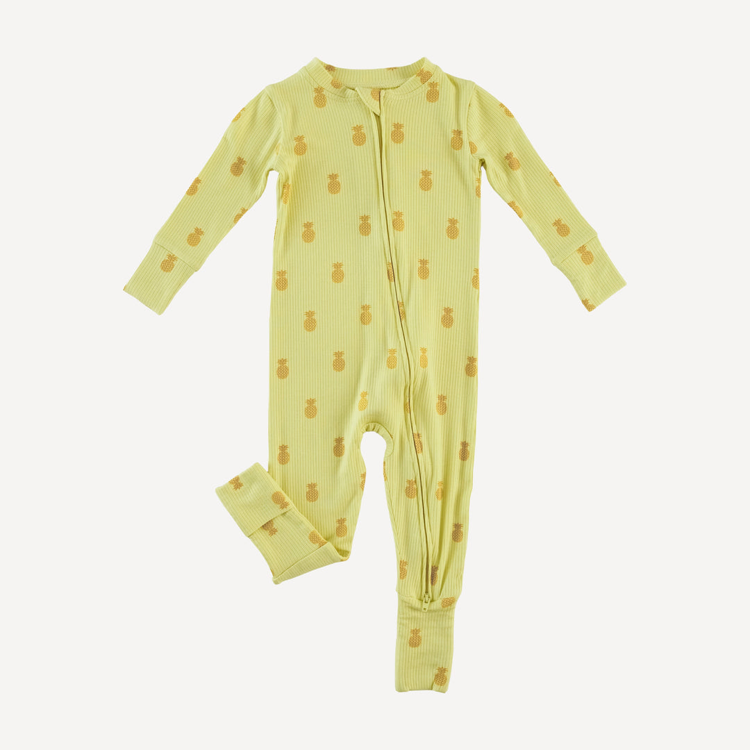 long sleeve convertible zippy pj | tiny pineapple | modal skinny rib