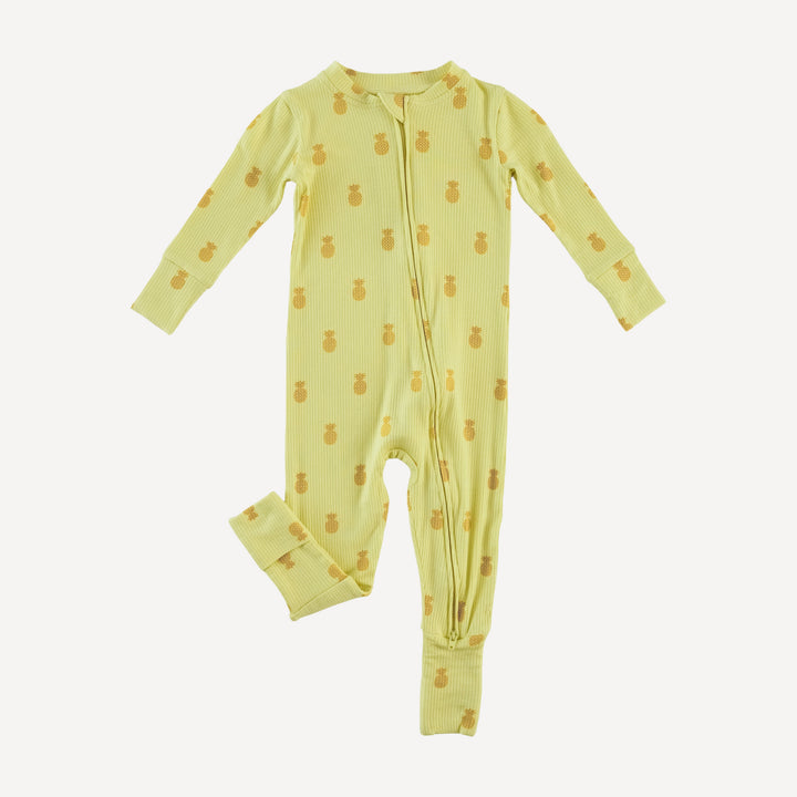 long sleeve convertible zippy pj | tiny pineapple | modal skinny rib