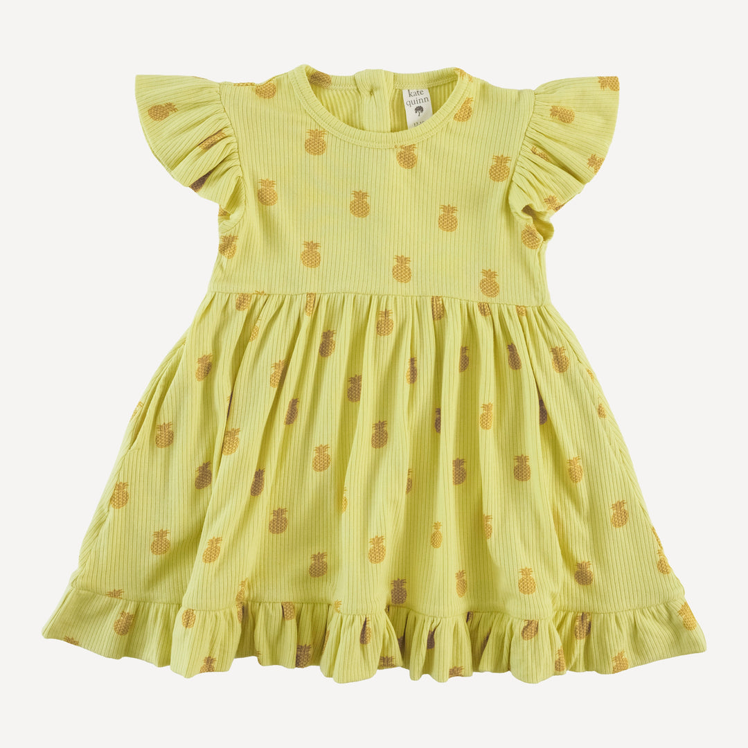 flutter sleeve pinafore dress | tiny pineapple | modal skinny rib