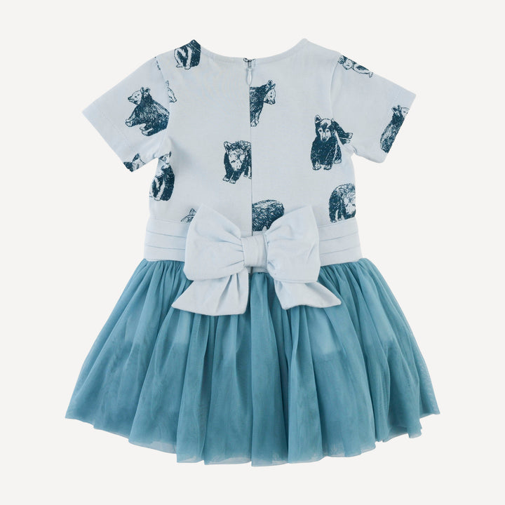 short sleeve classic tulle ballet dress | blue bear cubs | organic cotton jersey