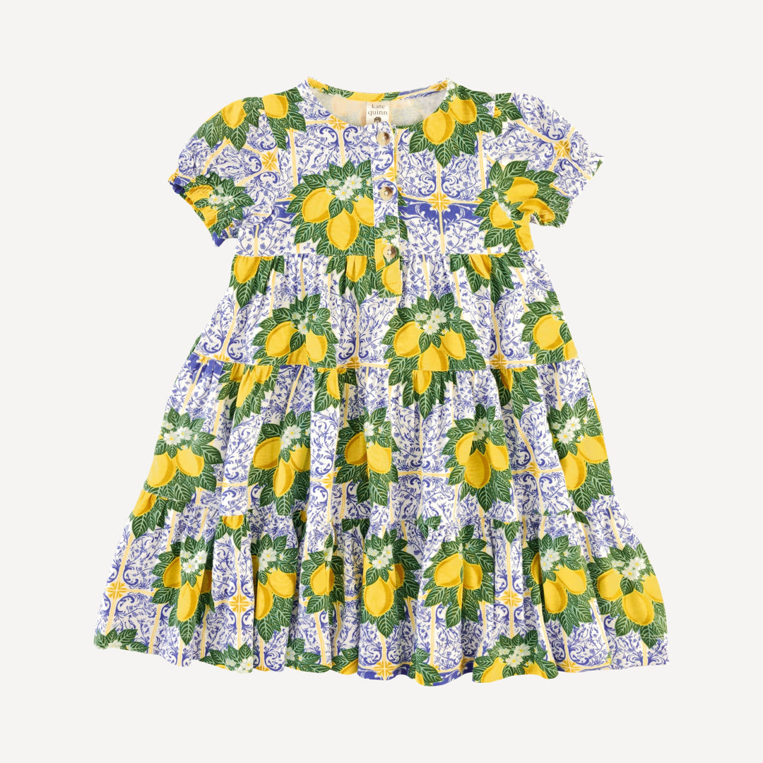 short puff sleeve prairie dress | lemons | bamboo