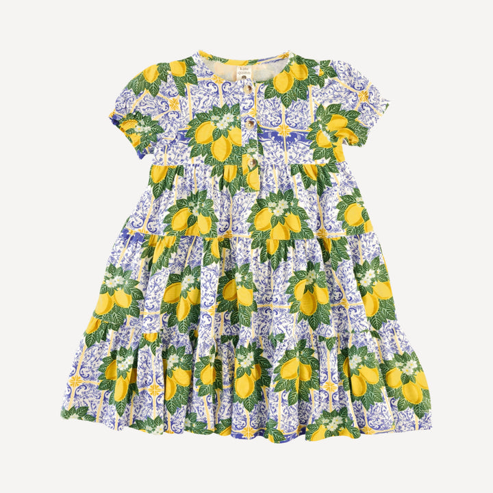 short puff sleeve prairie dress | lemons | bamboo