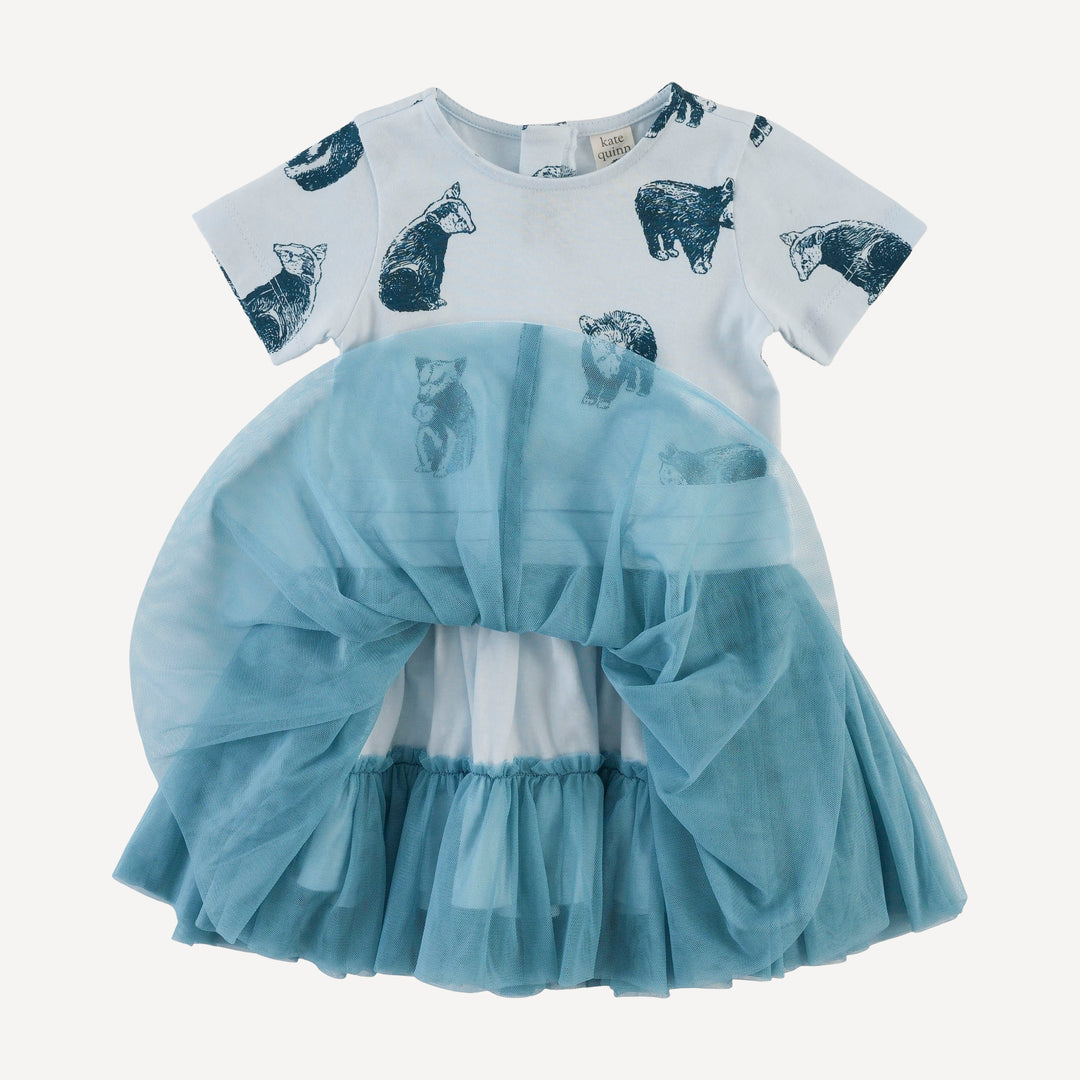 short sleeve classic tulle ballet dress | blue bear cubs | organic cotton jersey