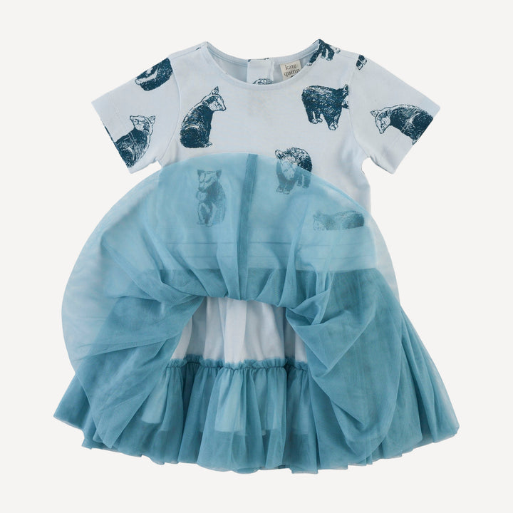 short sleeve classic tulle ballet dress | blue bear cubs | organic cotton jersey