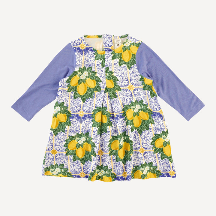 long sleeve kick pleat dress | lemons | bamboo
