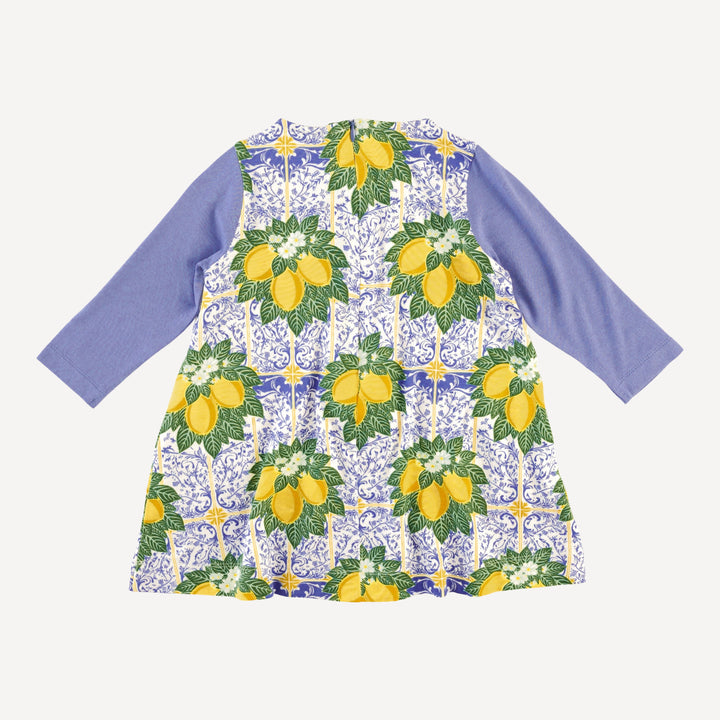 long sleeve kick pleat dress | lemons | bamboo