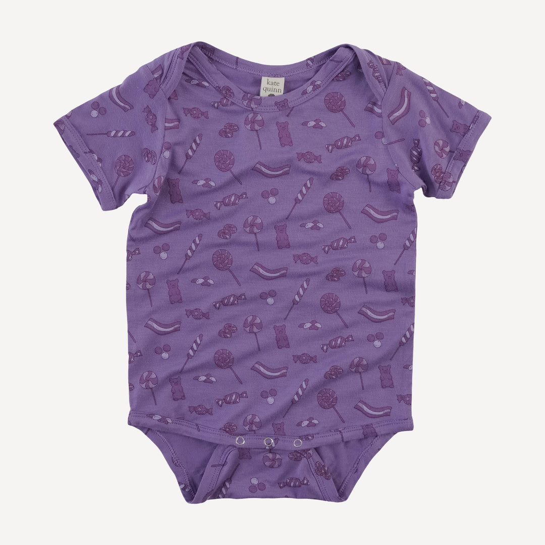 short sleeve lap neck bodysuit | purple candy | bamboo