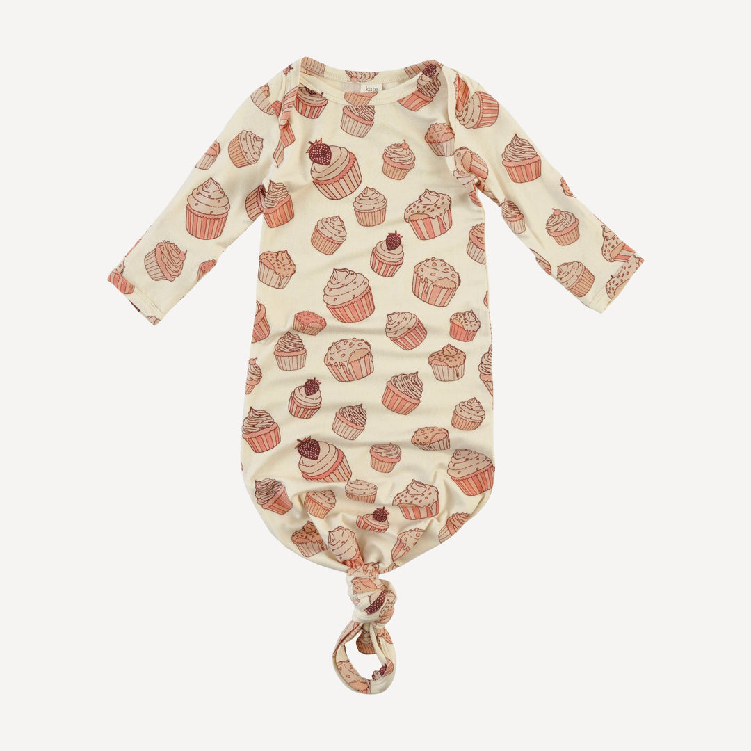 long sleeve lap neck knotted gown | strawberry cupcake | bamboo