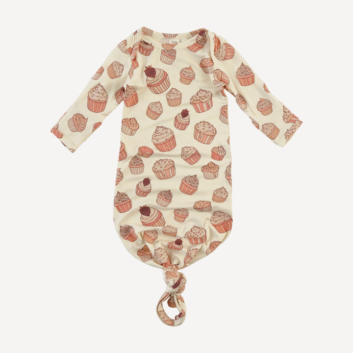 long sleeve lap neck knotted gown | strawberry cupcake | bamboo