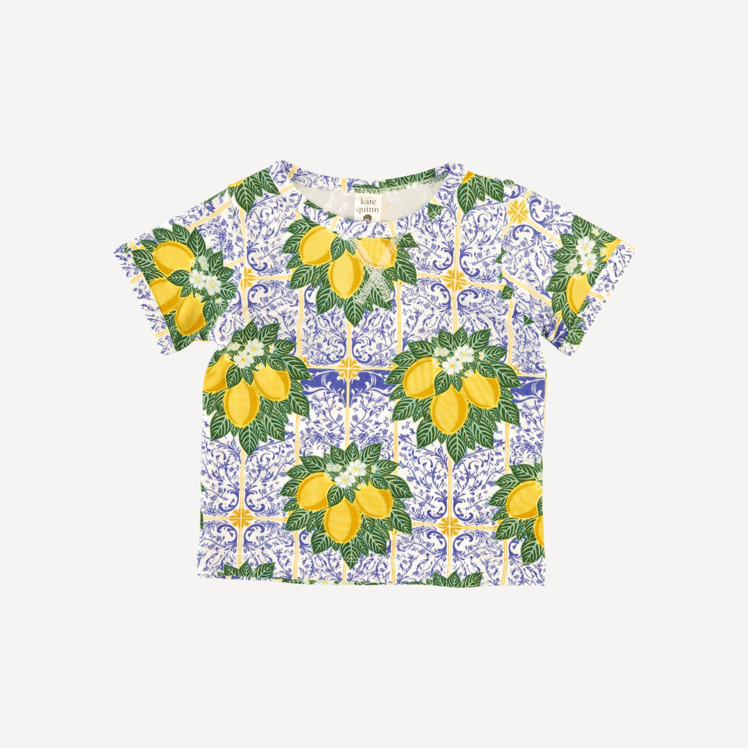 short sleeve topstitch tee + short set | lemons | bamboo
