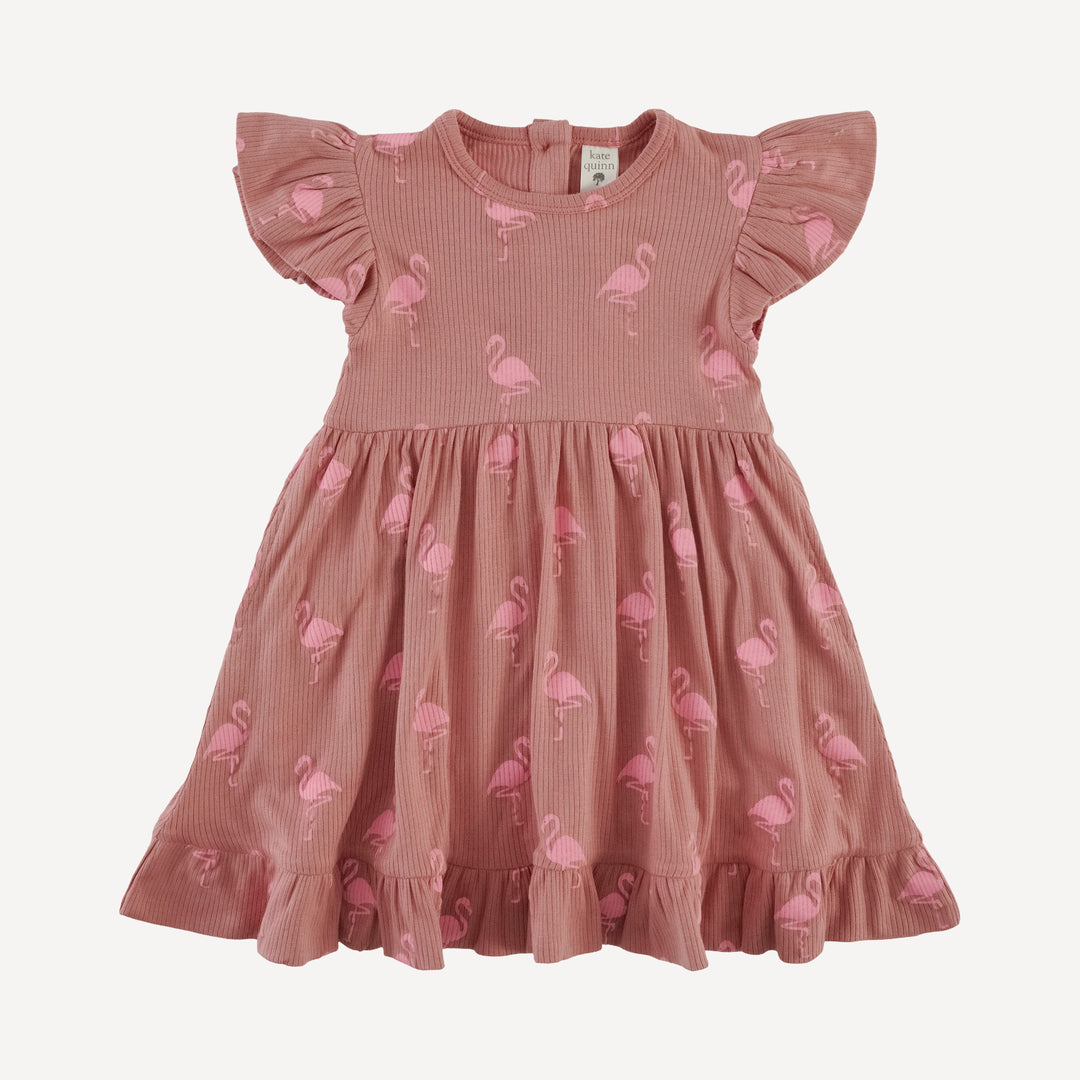 flutter sleeve pinafore dress | tiny flamingo | modal skinny rib
