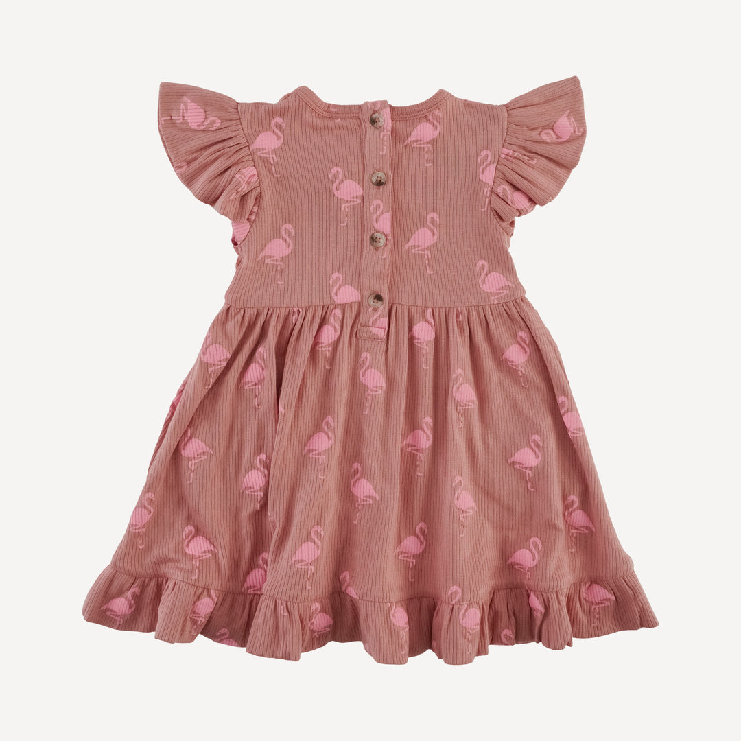 flutter sleeve pinafore dress | tiny flamingo | modal skinny rib