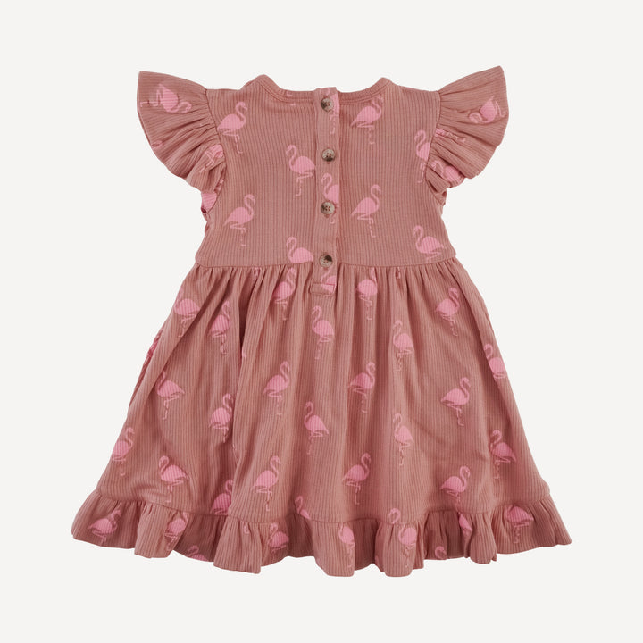 flutter sleeve pinafore dress | tiny flamingo | modal skinny rib