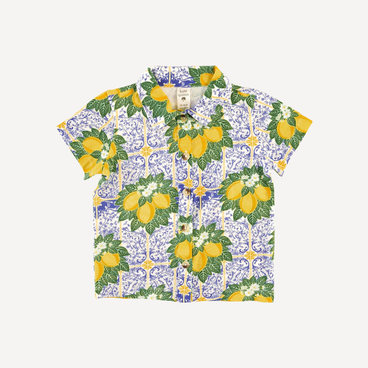 short sleeve button down shirt | lemons | bamboo