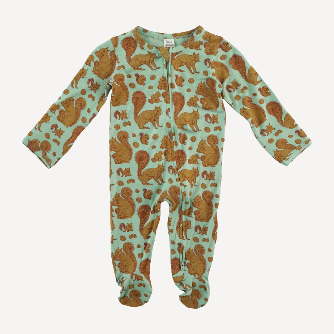 long sleeve two way zipper footie | toffy squirrel | bamboo