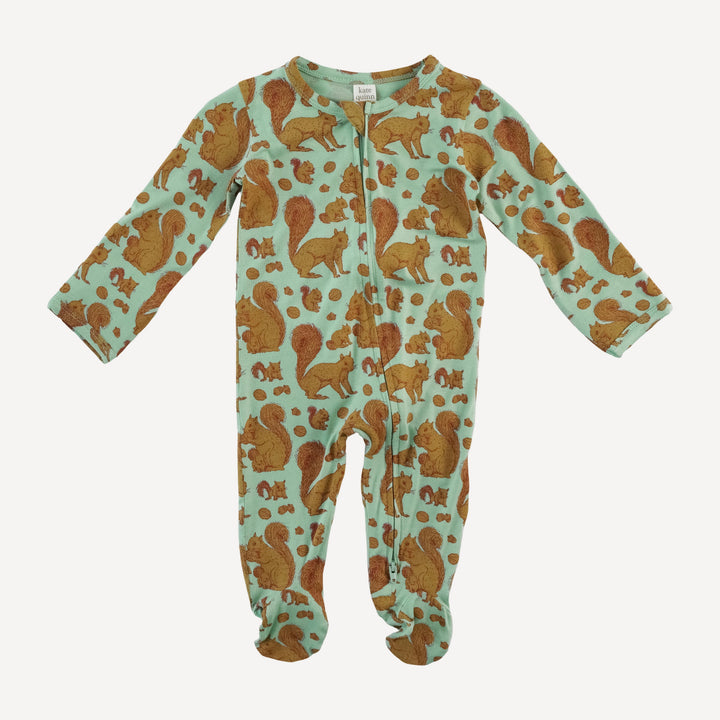 long sleeve two way zipper footie | toffy squirrel | bamboo