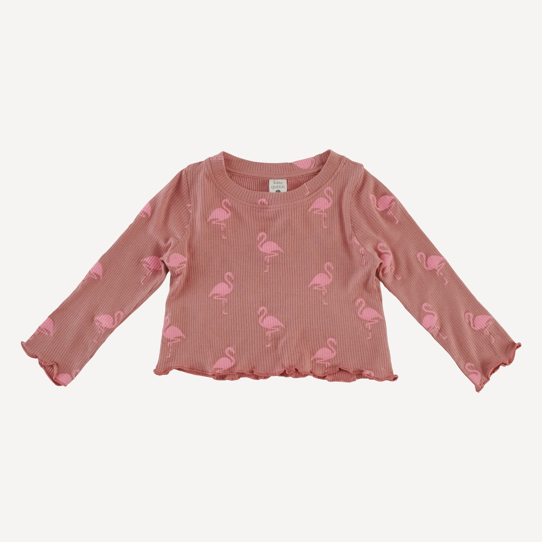 long sleeve jade set | tiny flamingo | modal skinny rib
