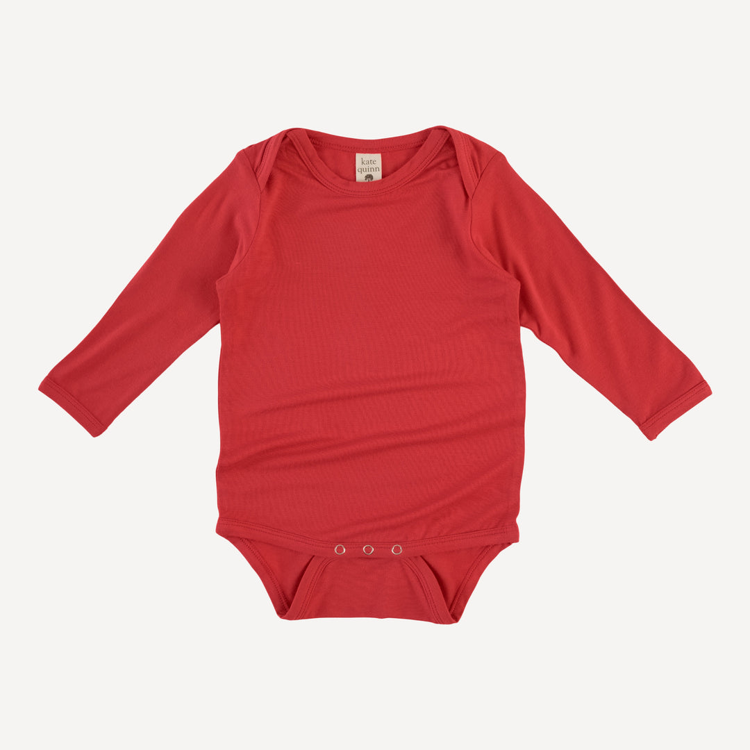 long sleeve lap neck bodysuit | tomato red | bamboo