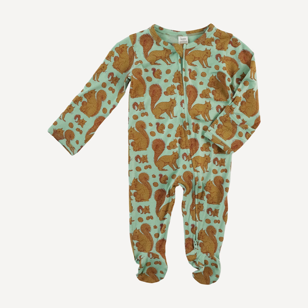 long sleeve two way zipper footie | toffy squirrel | bamboo