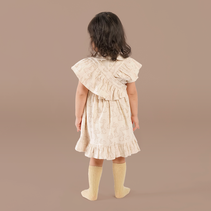 ruffle strap dress | chocolate bunnies | organic cotton interlock