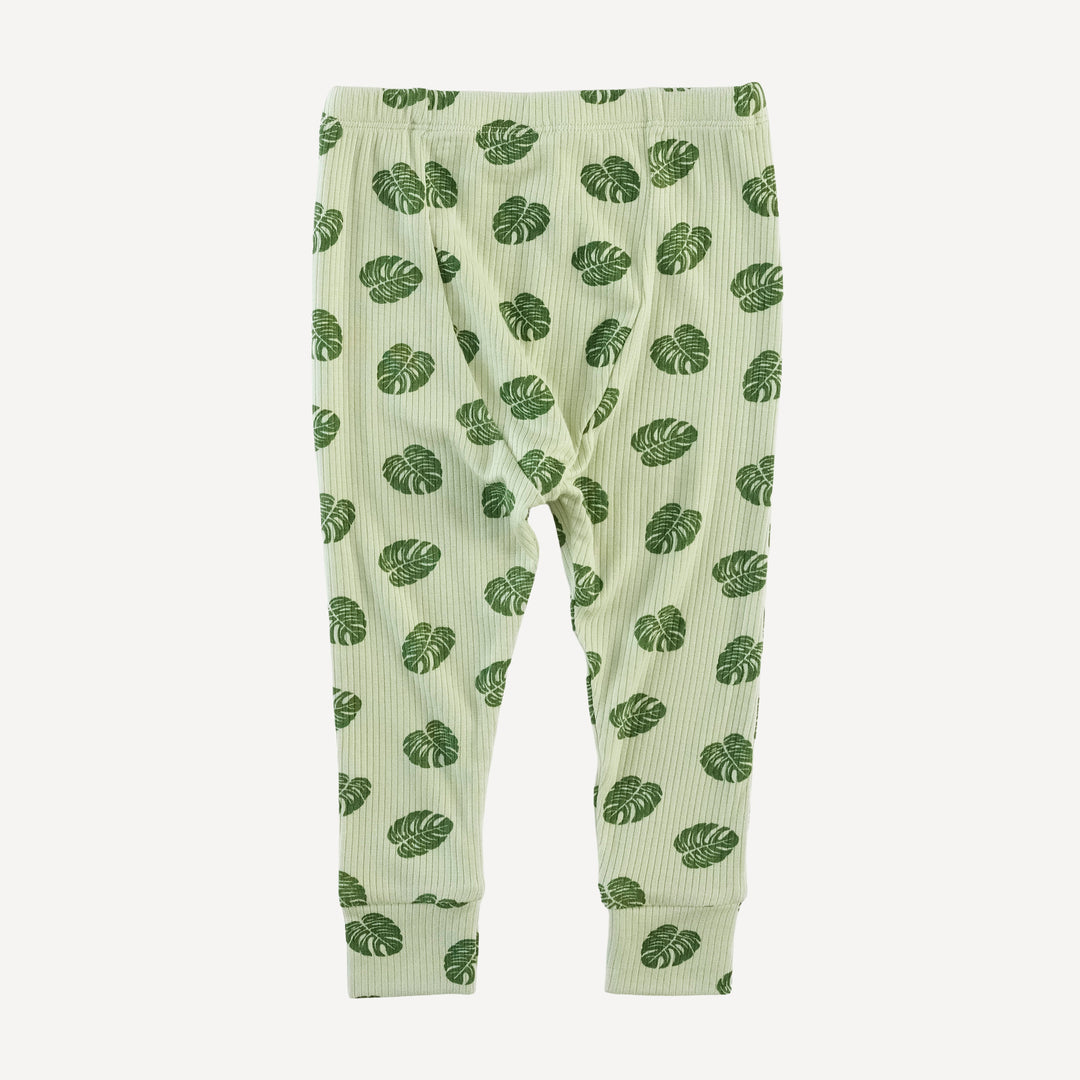 long sleeve crew neck pj set | tiny monstera | modal skinny rib