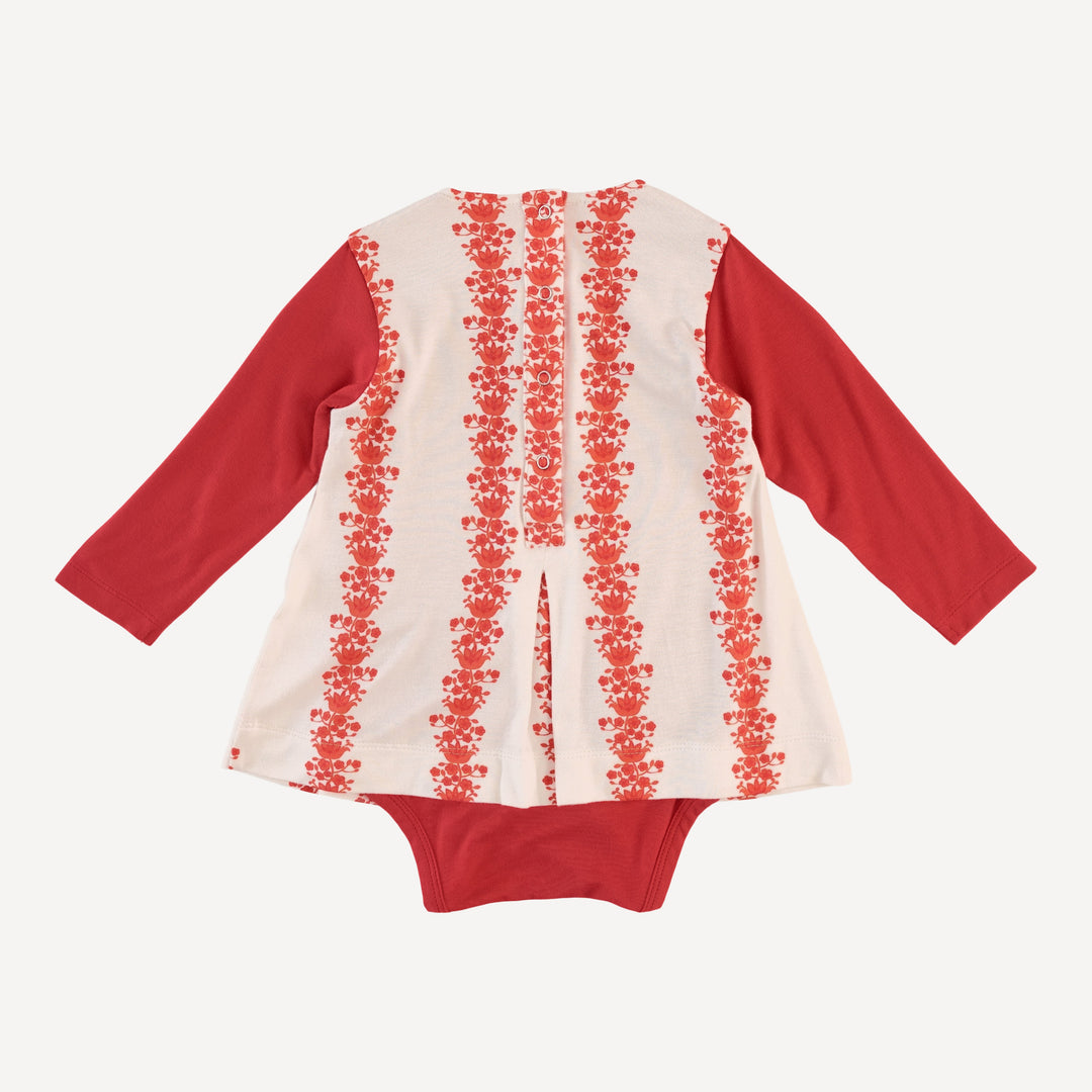 long sleeve pleated dress bodysuit | bougainvillea | bamboo