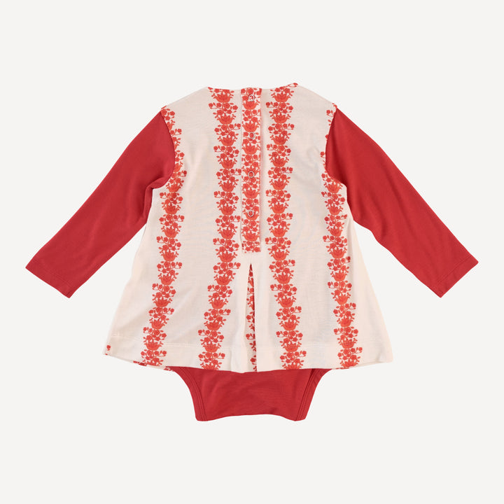 long sleeve pleated dress bodysuit | bougainvillea | bamboo
