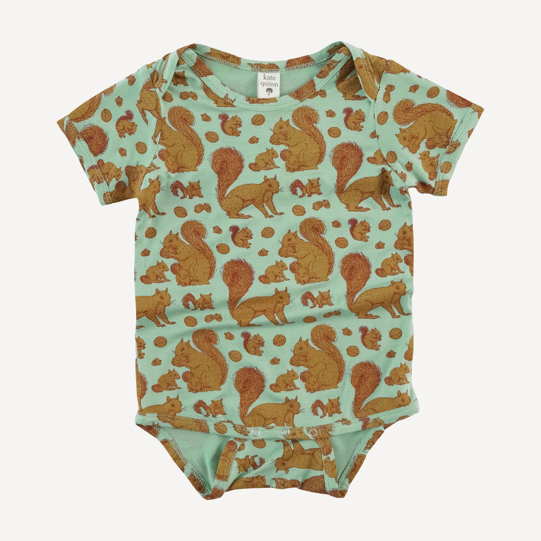short sleeve lap neck bodysuit | toffy squirrel | bamboo