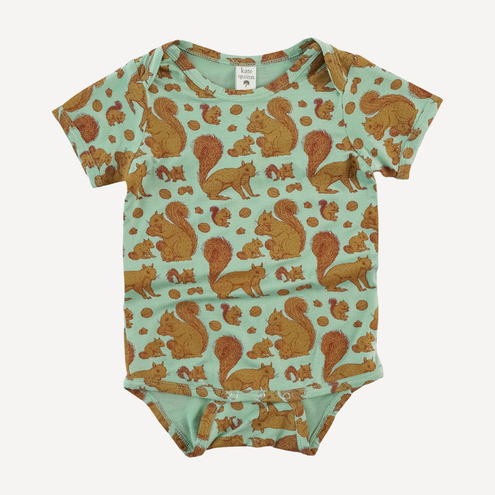 short sleeve lap neck bodysuit | toffy squirrel | bamboo