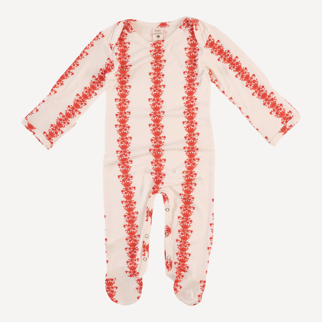 long sleeve lap neck footie | bougainvillea | bamboo