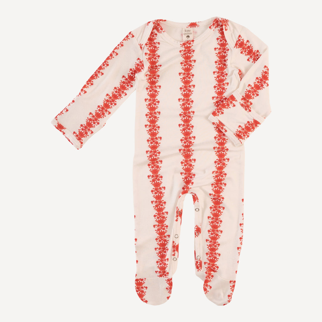 long sleeve lap neck footie | bougainvillea | bamboo