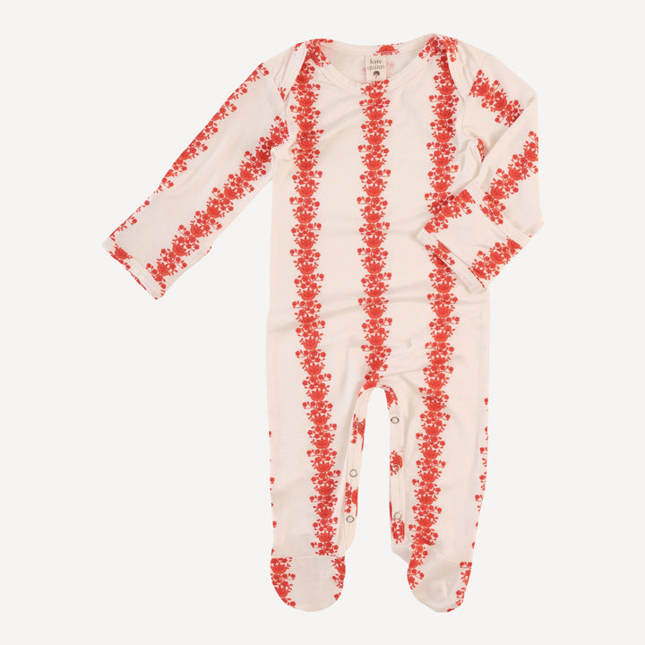 long sleeve lap neck footie | bougainvillea | bamboo