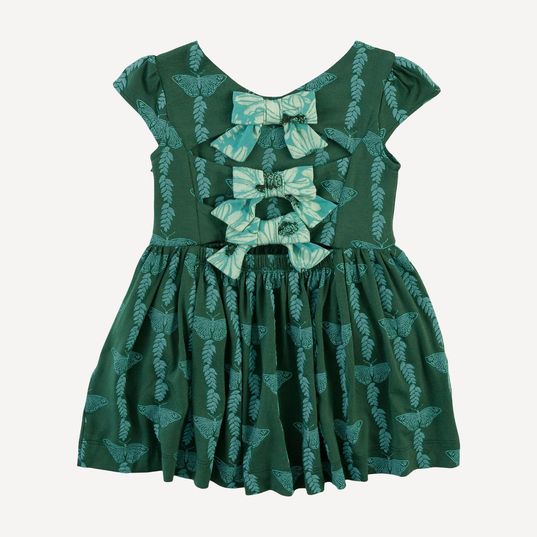 cap sleeve back bow dress | juniper butterfly vine | bamboo