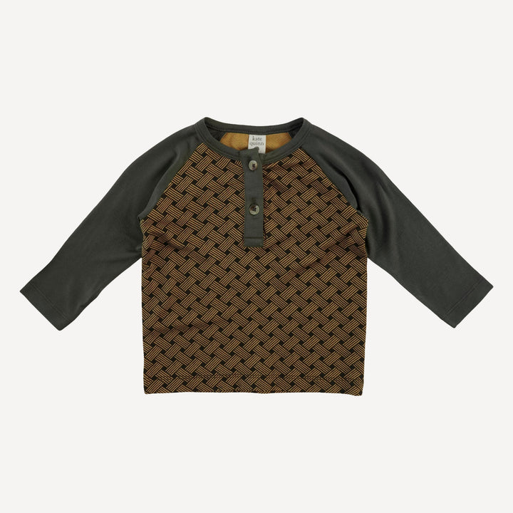 long sleeve baseball tee | golden basketweave | bamboo
