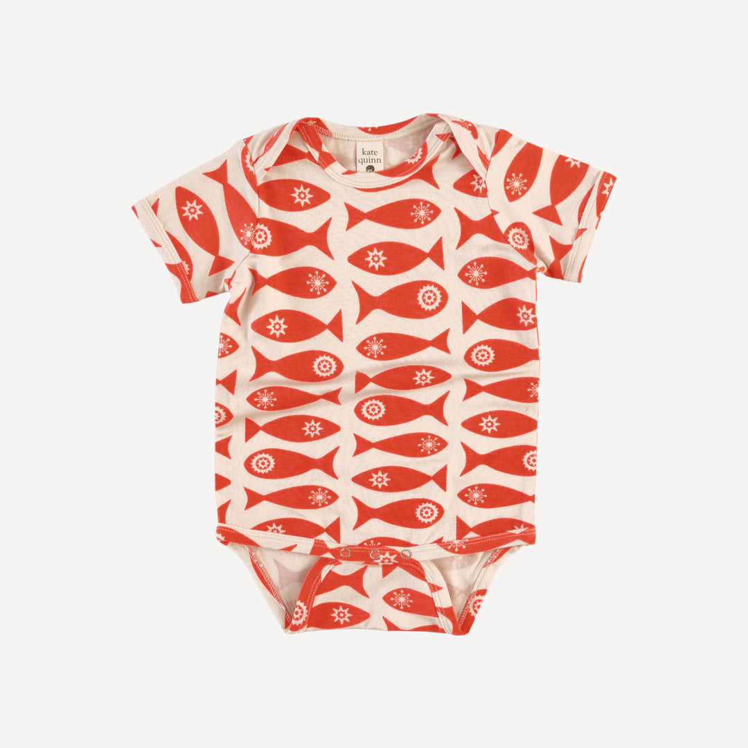short sleeve lap neck bodysuit | market fish | bamboo