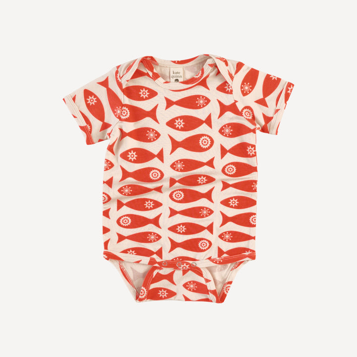 short sleeve lap neck bodysuit | market fish | bamboo