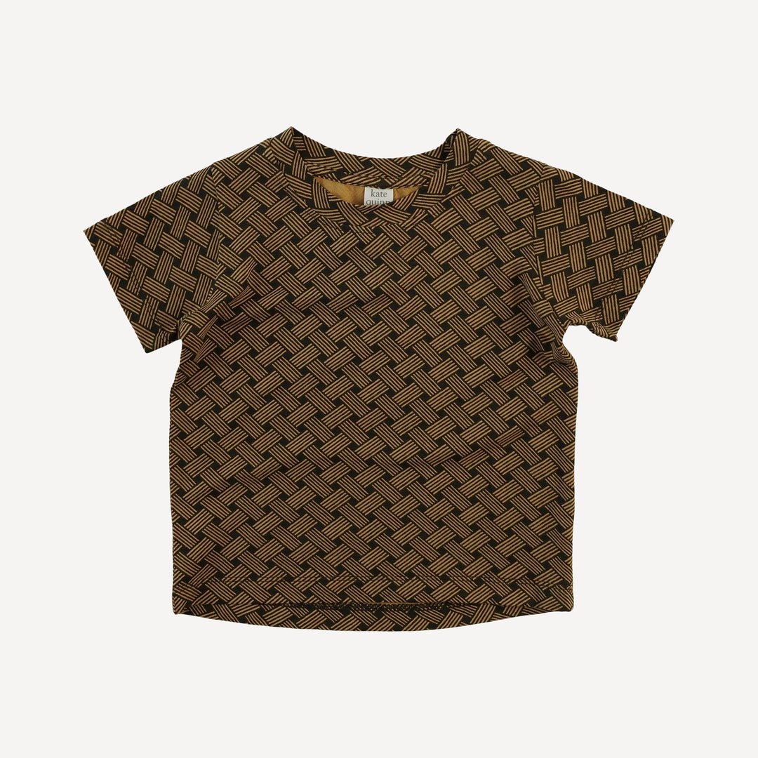 short sleeve essential boxy tee | golden basketweave | bamboo