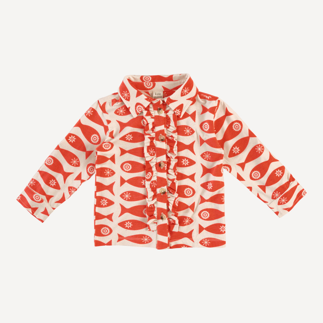 long sleeve rolled tuxedo shirt | market fish | bamboo
