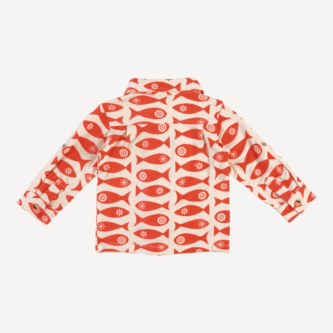 long sleeve rolled tuxedo shirt | market fish | bamboo